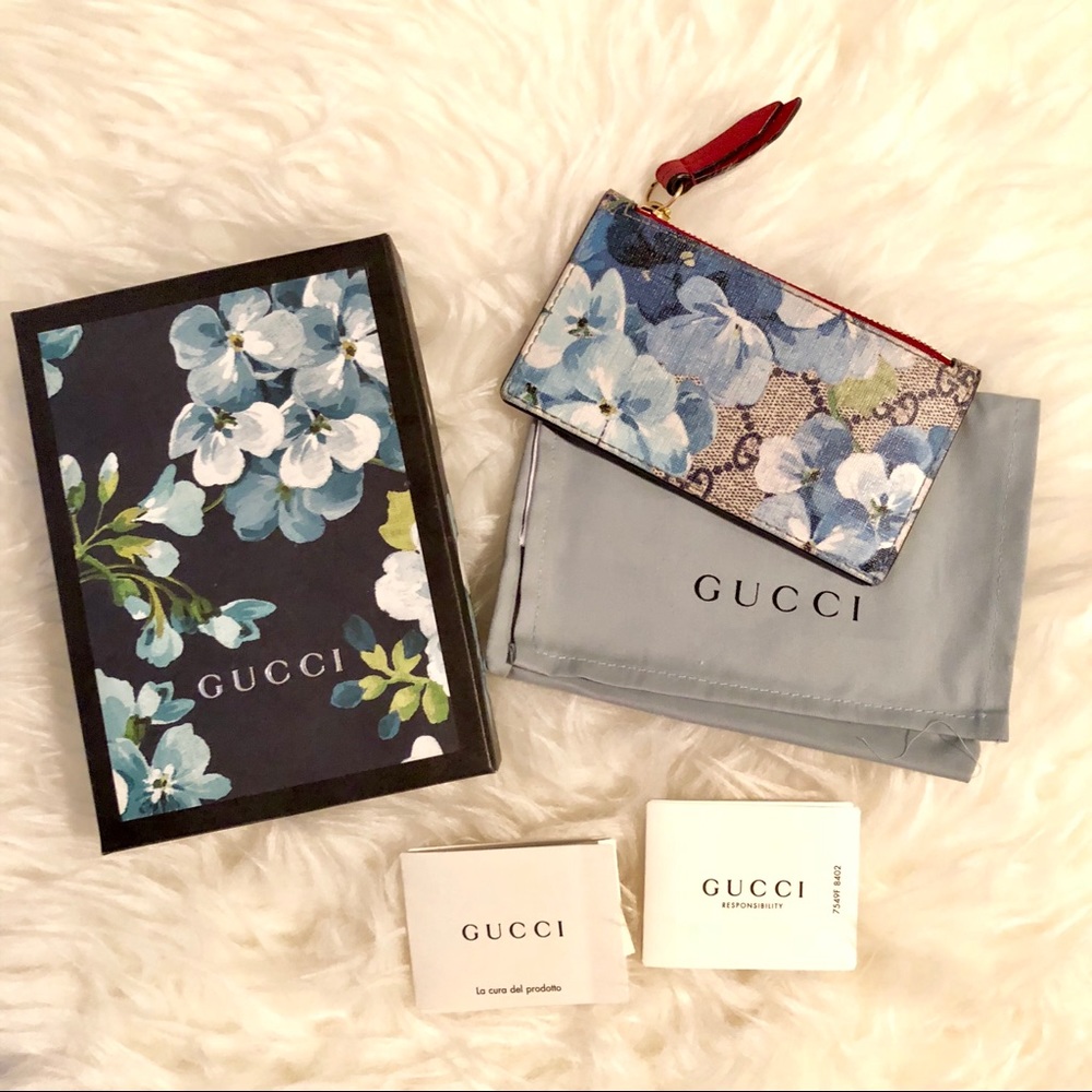 Gucci GG Supreme Blooms Card Case Zip Wallet Bloom